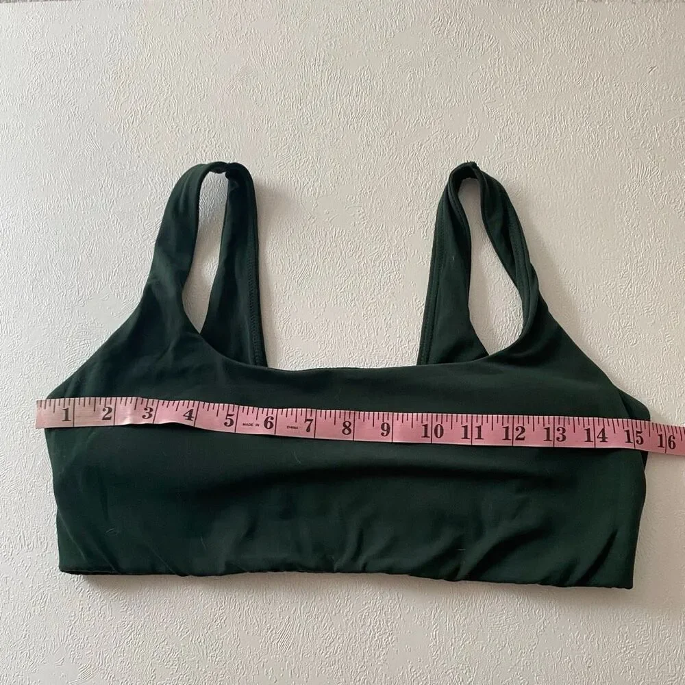 OFFLINE by Aerie Real Me Xtra Sports Bra L Dark Green Scoop Neck Yoga